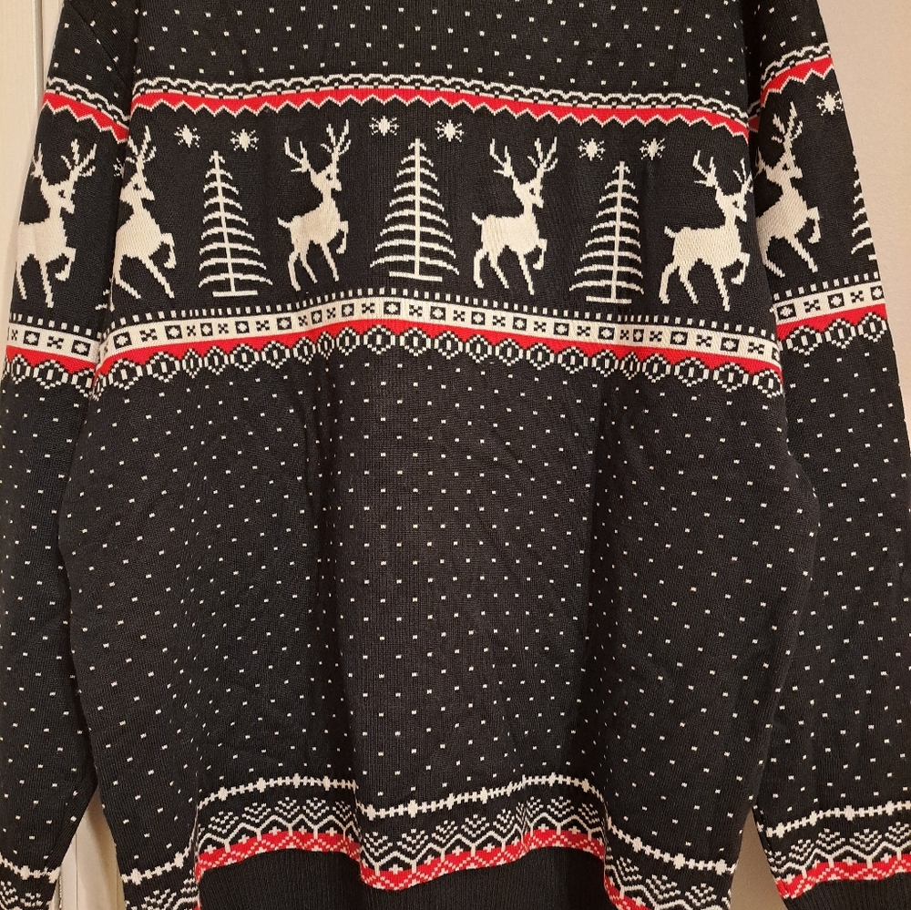 Men's Black and White Reindeer Sweater